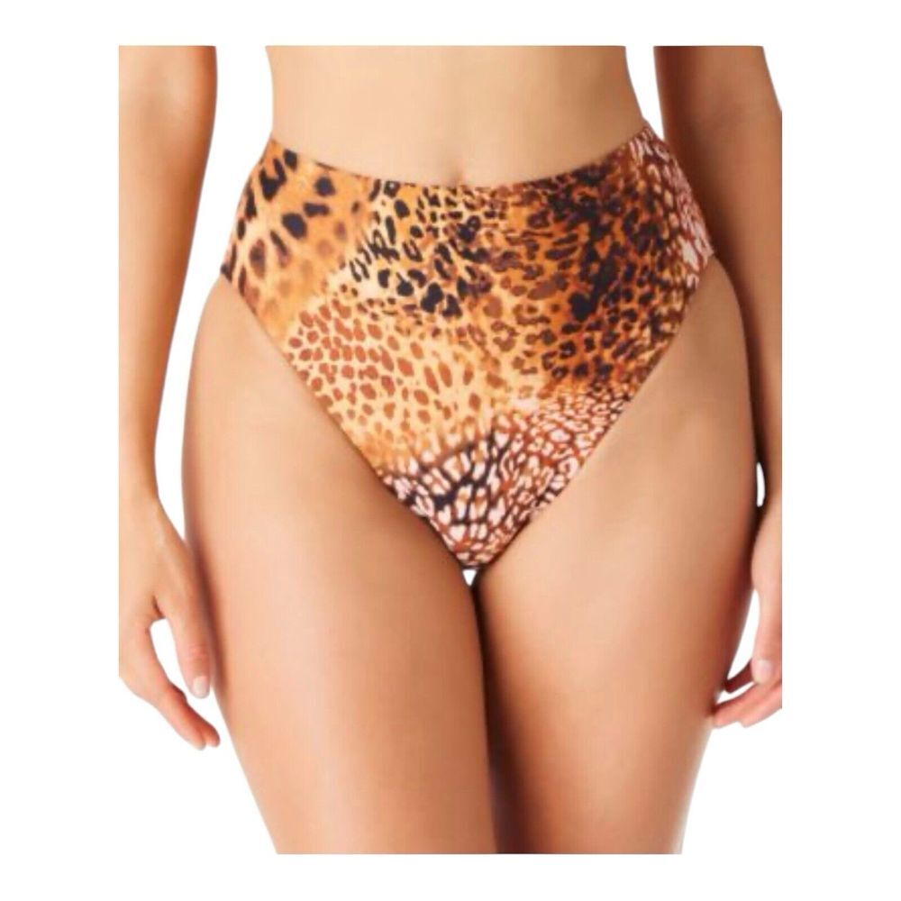 Bar III Women's‎ Beach Cheetah Printed High Rise Bikini Bottoms Size Small
